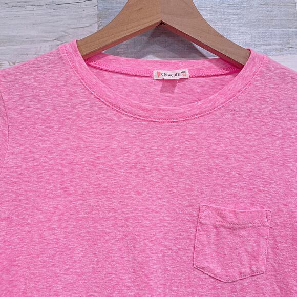 Crewcuts Tie Front Pocket Tee Pink Short Sleeve Slub Cotton J Crew Girls 14 - Picture 2 of 6